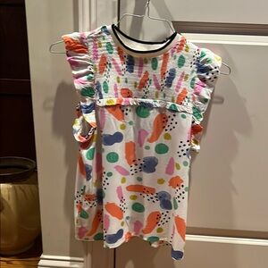 THML Colorful Brushstroke Ruffle Top